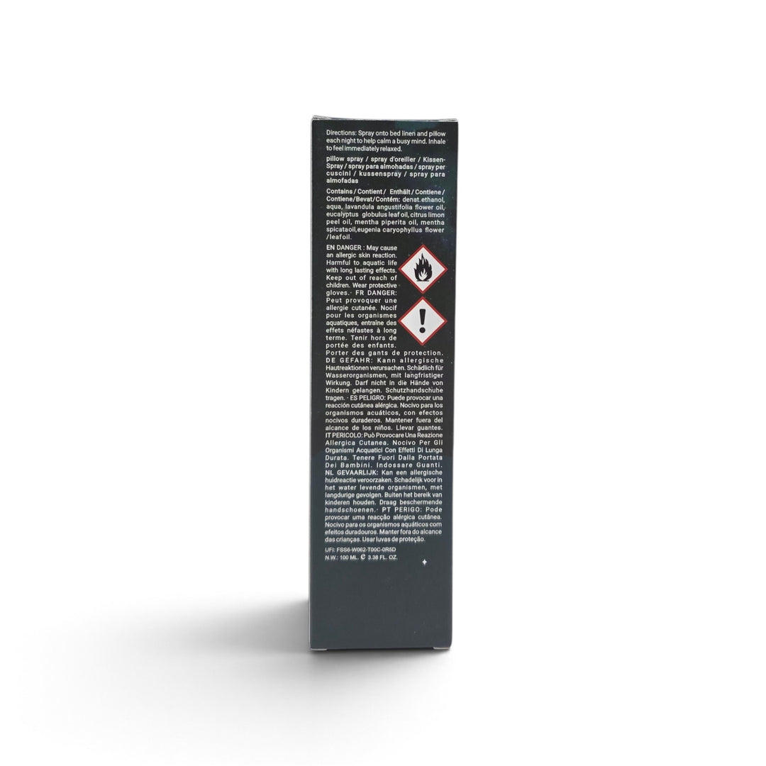 Vue de l’endos de la boîte du Vaporisateur d’Oreiller Naturel Nuit Paisible 100 ml.
