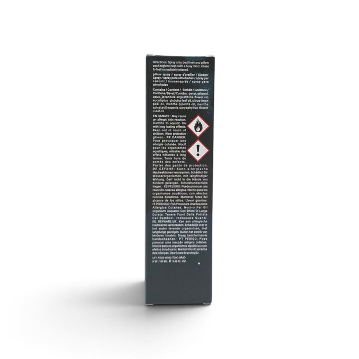 Vue de l’endos de la boîte du Vaporisateur d’Oreiller Naturel Nuit Paisible 100 ml.
