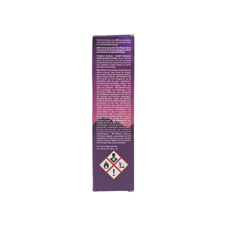 Vue de l'endos de la boîte du Vaporisateur Naturel – Relaxation 100 ml, présentant les informations du produit.